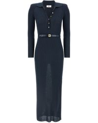 Elisabetta Franchi - Elisabetta -franchi Geribbelde Polo -jurk - Lyst