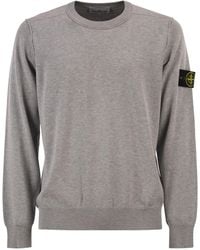 Stone Island - Crew Neck Jumper With Small Lapel - Lyst
