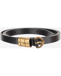 Pinko - Leather Belt With Logo - Lyst