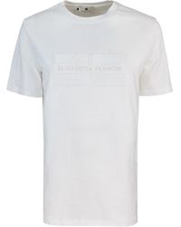 Elisabetta Franchi - T -shirt In Jersey Con Logo Ricamato E Strass - Lyst