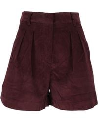 MC2 Saint Barth - Aubergine Aya Pleated Corduroy Mini Shorts - Lyst