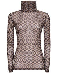 Dries Van Noten - Droogt Van Noten Mesh Top Met Bruine Mini -stropdas Print - Lyst
