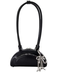 Self-Portrait - Mini Met Charme Schoudertas Zelfportret Leer Zwart - Lyst