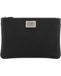 Dolce & Gabbana - Logo Detail Flat Leather Pouch - Lyst