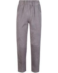 Via Masini 80 - Elastische Taille Suede Broek - Lyst
