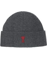 Ami Paris - Gerippte Ami De Coeur Beanie - Lyst
