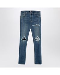 Amiri - Distressed Skinny Jeans With Leather Accents - Lyst