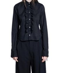 Ann Demeulemeester - Erma Slim Fit Overhemd Met Ruches Licht Katoen - Lyst