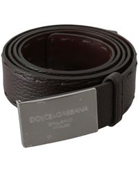 Dolce & Gabbana Brown Pattern Leather Dg Logo Buckle Belt - Multicolor