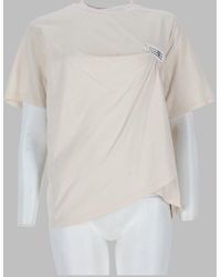 MM6 by Maison Margiela - Asymmetrical Draped Cotton T-Shirt - Lyst