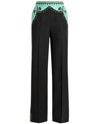 Etro - Zijden Straight Broek Met Sieraden-Print - Lyst
