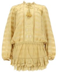 Isabel Marant - Embroidered Band Collar Mini Dress - Lyst