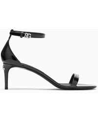 Dolce & Gabbana - Dolce&gabbana Patent Sandal With Logo - Lyst