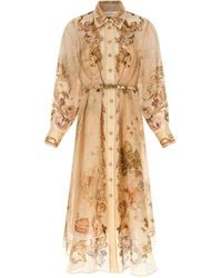 Zimmermann - 'memento Buttoned Midi' Jurk - Lyst