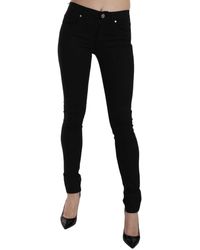 Versace Jeans Couture Black Tiger Logo Gabardine Stretch Slim-fit Pant