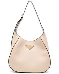 Prada - Triangle-Logo Leather Shoulder Bag - Lyst
