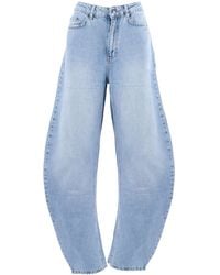 ROTATE BIRGER CHRISTENSEN - Draped Barrel Leg Jeans Light Denim (Regular Fit) - Lyst