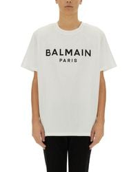 Balmain - T-Shirt With Printed Logo - Lyst