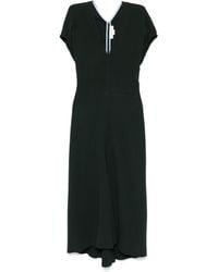 Victoria Beckham - Dark V-Neck Midi Dress - Lyst