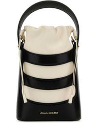 McQueen - Two-Tone Leather Mini The Rise Bucket Bag - Lyst