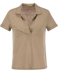 Majestic - Short Sleeved Linen Polo Shirt - Lyst