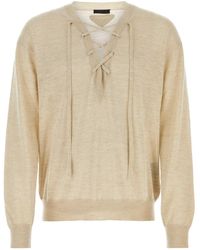 Prada - Sand Cashmere Blend Sweater - Lyst