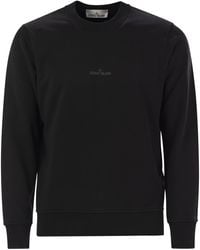 Stone Island - Crewneck Sweatshirt With Institutional Five Print - Lyst