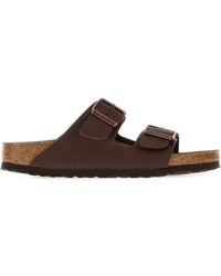 Birkenstock - Leather Arizona Slip-On Slippers With Rubber Sole - Lyst