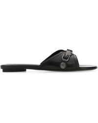 Balenciaga - Black Leather Cagole Slippers - Lyst