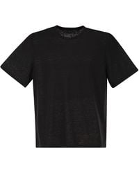 Majestic - Stretch Linen T Shirt With Round Neckline - Lyst