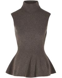Rohe - 'sculpturaal' Vest Van Bruine Wol En Kasjmiermix - Lyst