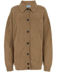 Prada - Biscuit Cashmere Cardigan - Lyst