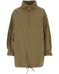Prada - Army Green Cotton Blend Dress - Lyst