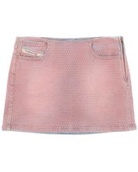 DIESEL - De Pra Mini Fsd1 - Mini-jupe en jean avec strass - Lyst