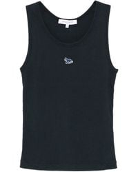 Maison Kitsuné - Geribbelde Tanktop Met Embleem - Lyst