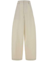 Lemaire - Ivory Cotton Wide-Leg Pant - Lyst