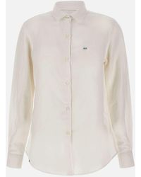 Sun 68 - Linen Viscose Shirt With Mother Of Pearl Buttons - Lyst