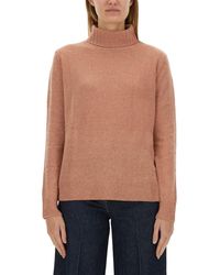 Aspesi - High-Neck Wool Jersey With Ribbed Hem - Lyst
