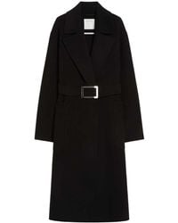 Sportmax - Cappotto A Vestaglia In Pura Lana Nero - Lyst