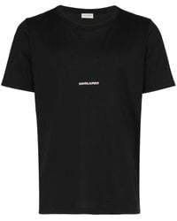 Saint Laurent - Maglietta Di Cotone Di Logo - Lyst