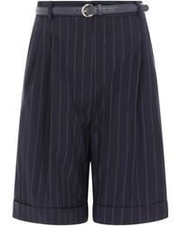 Max Mara - Wool Bermuda Shorts With Belt - Lyst