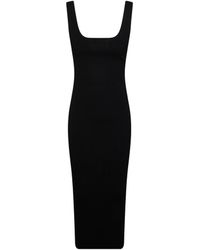 Entire studios - Vestido midi de punto con cuello cuadrado - Lyst