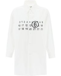 MM6 by Maison Martin Margiela - Vestido de camisa con logotipo numérico - Lyst