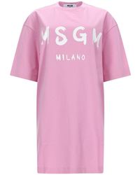 MSGM - Abito T Shirt Con Logo - Lyst