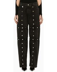 The Attico - Black Baggy Jeans With Studs - Lyst