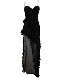 Alessandra Rich - Ruffles Detail Silk Georgette Evening Dress - Lyst