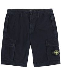 Stone Island - Cargo Shorts With Logo Patch Cotton - Lyst