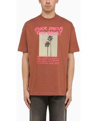 Palm Angels - Hazelnut-Coloured T-Shirt With Print - Lyst