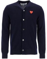 COMME DES GARÇONS PLAY - Wool Cardigan With Embroidered Heart - Lyst