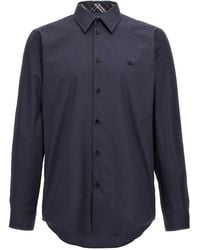 Burberry - Logo Embroidery Shirt Camicie Blu-Uomo - Lyst